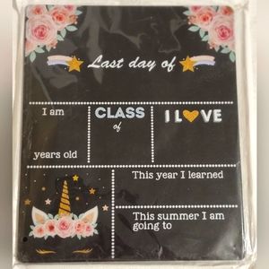 New Metal 'Last Day Of' Chalkboard Sign 12" x 10" Unicorn Print Super Cute